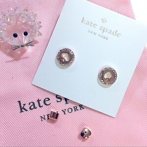 KATE SPADE SPOT THE SPADE PAVE HALO EARRINGS 14K ROSE GOLD PLATED